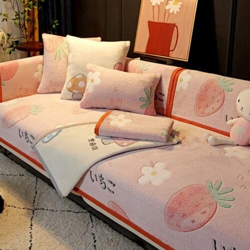Home Winter Plush Sofa Cushion Thickened Anti Slip Lovely Cushion Four Seasons Universal High Grade Sofa Cover Cloth Towel