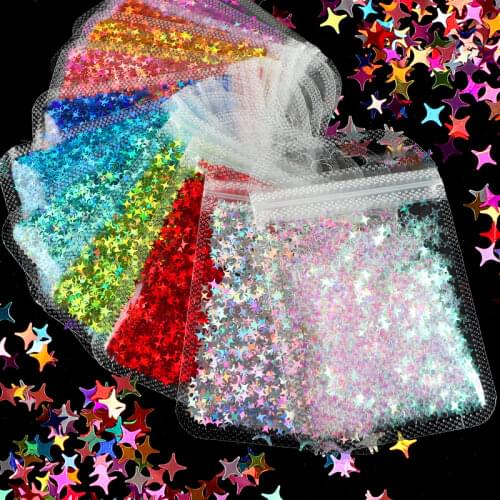 12 Colors Holographic Glitter Star Shape Sequins For Resin Mold Decoration Crystal Crafts Slime Slice Resin Filling DIY Supplies