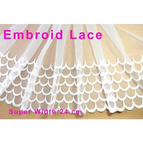 24cm width cotton Embroid sewing ribbon guipure lace trim or fabric diy craft supply wedding Accessories free shipping#3008