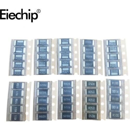 2512 SMD resistors kit 1% High quality alloy resistance 10 value*5pcs =50pcs R001 R002 R005 R008 R010 R015 R020 R025 R050 R100