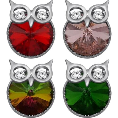 KZ3436 Beauty Rhinestone Cute Owl 18MM snap buttons fit 18mm snap bracelet snap jewelry Gift