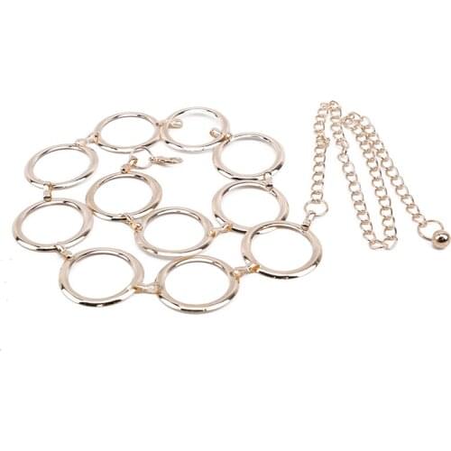 Fashion Girls Metal Waist Chain Gold Plated Belt Decoration Belt for Dresses Women Circle Metal String Designer Belts