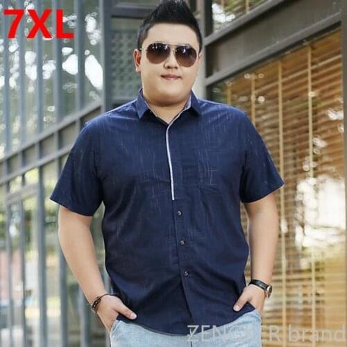 Big Mens plus size clothing big size casual male shirt big yards loose summer short-sleeve shirt 8XL 7XL 150kg