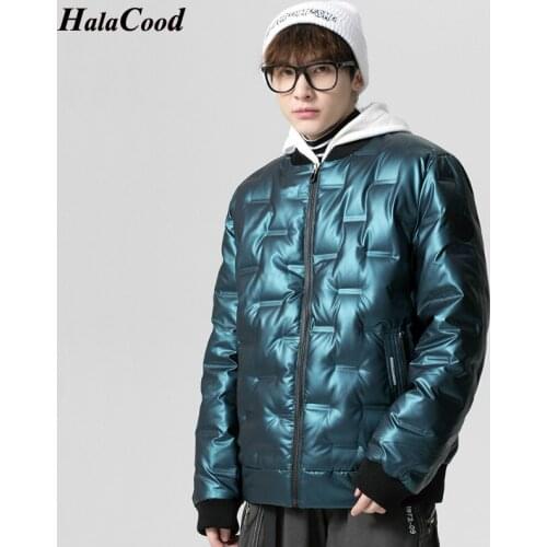 HALACOOD Brand Glossy Down Jacket Men Streetwear Brand Winter Down Coats Mens Warm Puffer Jacket High Street Male Outerwear Coat