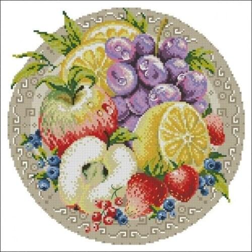 Fruit Cocktail Cross Stitch Kits Crafts Top Quality Embroidery Needlework DIY 14CT Unprinted Decor Handmade