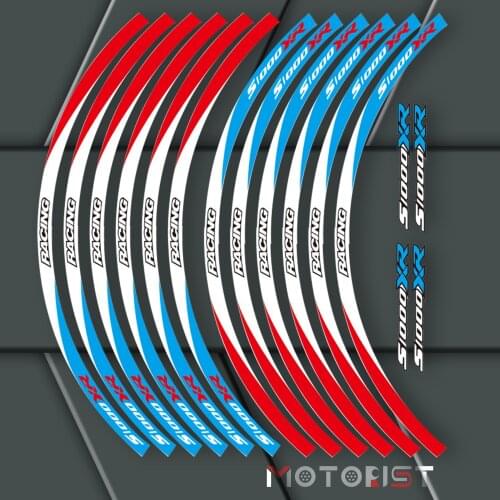A set of 12pcs high quality motorcycle wheel decals waterproof Reflective stickers rim stripes For BMW S1000XR