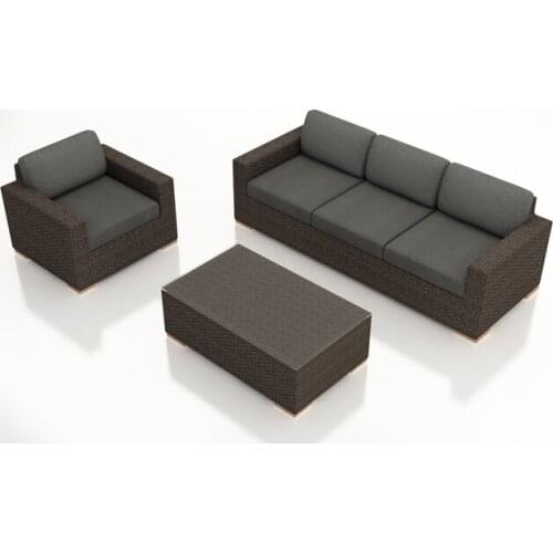 All Weather Outdoor 3 Piece Wicker Furniture Sofa Set