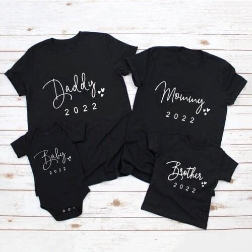 Pregnancy Announce Family Matching Clothing Daddy Mommy Baby 2022 Matching Family Look Outfits Dad Mom Kids Baby Clothes