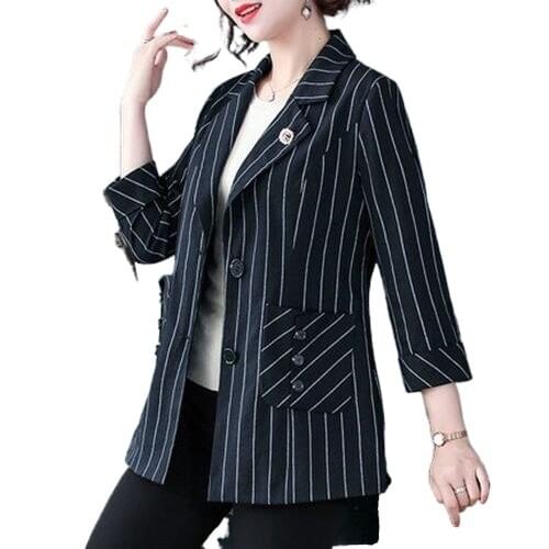 Middle-aged mothers wear spring grid childrens suit jacket 2021 new ladies noble blouse