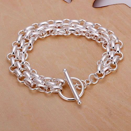 Wholesale High Quality Jewelry Bridal Jewelry Silver Color Triple Bracelets For Women Fashion Christmas Gift Best Gift SMTH071