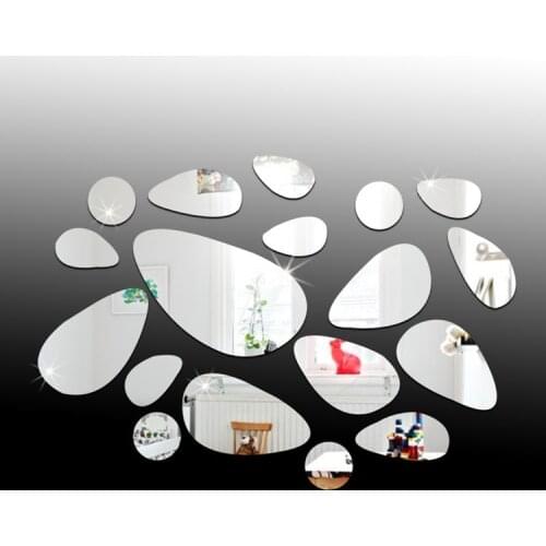 Oval Design Acrylic stone shape Wall Sticker Home DIY Frameless Abstract Background Decorative Mirrors with Gum Direct Selling