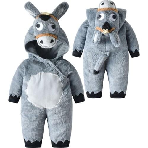 Gray Donkey Pajamas set Kids Onesies Cosplay Childrens Pyjamas Toddler Boys Girls Flannel Pijamas Set Childs Dressing Gown