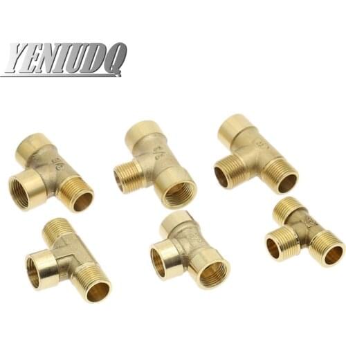 Pneumatic Plumbing Brass Pipe Fitting Male/Female Thread 1/8" 1/4" 3/8" 1/2" BSP Tee Type Copper Fittings Water Oil Gas Adapter