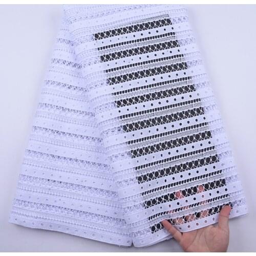 Latest Pure White Nigerian African Cord Lace Fabric 2020 High Quality Water Soluble Guipure Lace Fabric French Mesh For Party