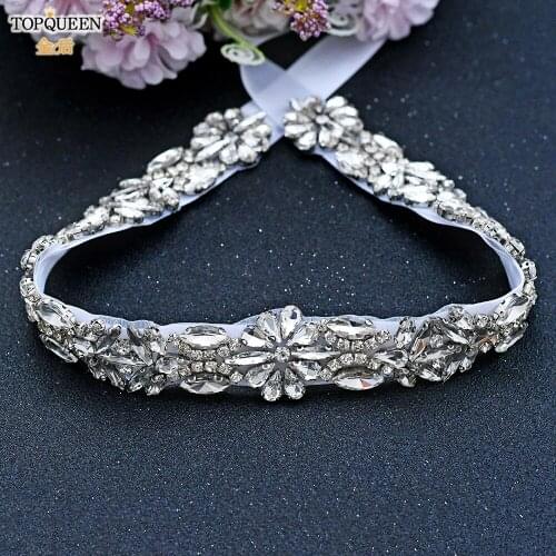 TOPQUEEN S459 Luxury Decorative Rhinestone Bridal Belt Dress Accessories Brides Belt Belts for Women Formal Belt Jeweled Sash