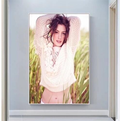Anne Hathaway Sexy Model Pretty Girl Swimsuit Pose Wall Silk Cloth HD Poster Art Home Decoration Gift