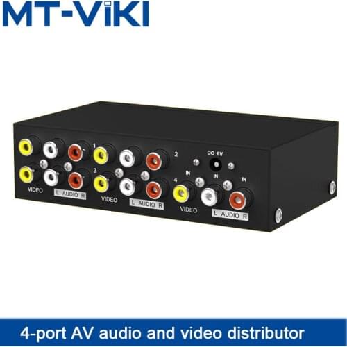 MT-VIKI AV Distributor RCA audio and video splitter 1 in 4 out HDTV Projector with power MT-104AV