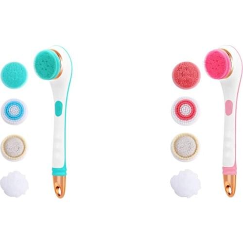 Electric Bath Brush Massage Brush 4 in 1 Multifunctional Long Handle Back Rubbing Brush Bath Instrument