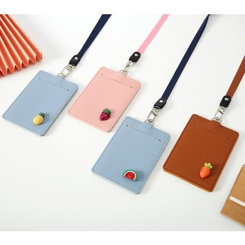 Lanyards Badge Cardholder Cute Cartoon Animal Fruit Name Card Holder Men Womens Bank Id Credit Card Holder Strap Cardholder