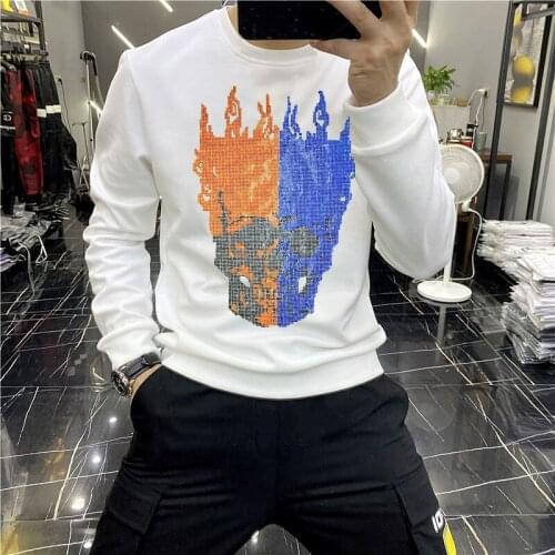 Hot Diamond Harajuku Winter Mens Hoodie High Quality Warm Youth Streetwear Pullover Couple Oversized Hoody