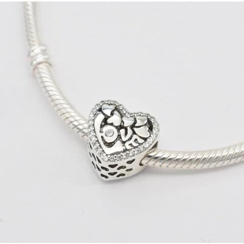 High Quality 925 Sterling Silver Depicting Love Letters Heart Pendant Charm Bracelet DIY Jewelry Making For Original Pandora