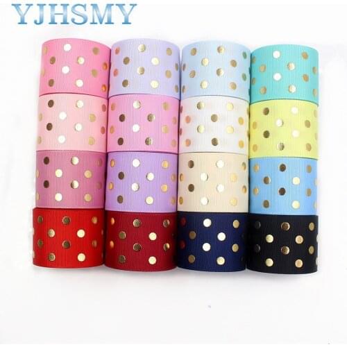 YJHSMY,I-19518-1248,10yards,hot sale 38mm Solid color dot hot stamping grosgrain Ribbons,bow cap DIY accessories decorations