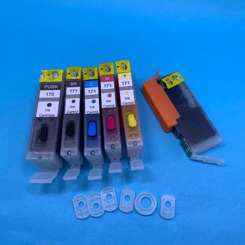 YOTAT 6 colors Full PGI-170XL refillable ink cartridge PGI-170 CLI-171 for Canon PIXMA MG7710 printer
