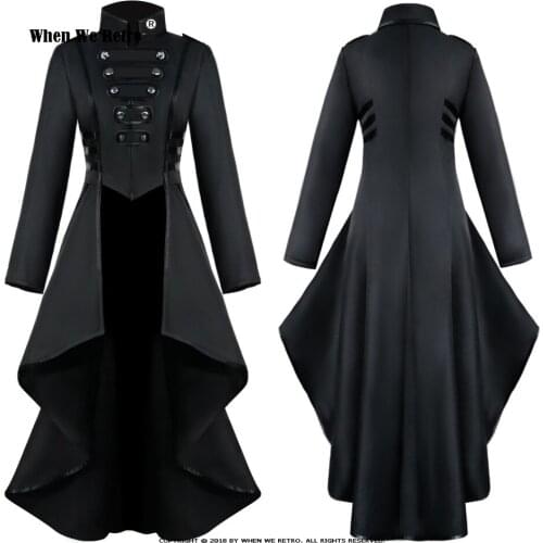 Women Medieval Victorian Costume Tuxedo Tailcoat Gothic Steampunk Trench VD1984 Irregular Hem Vintage Frock Outfit Coat