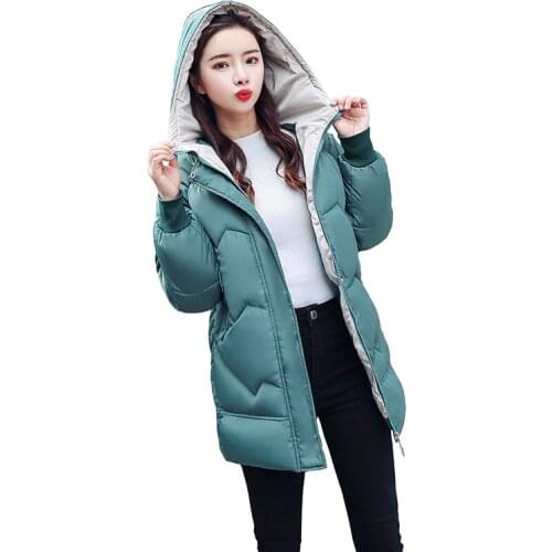 Winter new Parker coat womens fashion Korean loose medium long thick hooded down cotton jacket womens clothing