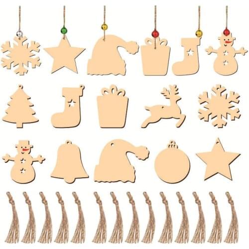 10Pcs Wooden Christmas Tree Decorations Diy Christmas Decorations for Home Crafts Gift New Year Navidad 2022 Xmas Hanging Decor