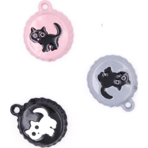 10pcs/lot 20mm Cute Cat bottle cap Enamel animal Charms for DIY Earring Jewelry Handmade Headwear accessories Finding XL802