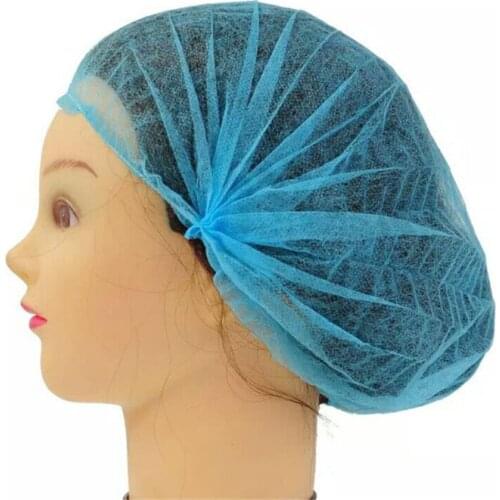 10Pcs Double Ribbon Non-woven Disposable Shower Caps Pleated Anti Dust Hat Women Men Bath For Spa Hair Salon Beauty Accessories