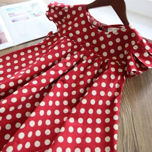 2019 Summer Children Clothes Girls Dress Red polka Dot Print Flying Sleeves Loose version Princess Dress Cute Baby Girls Dress