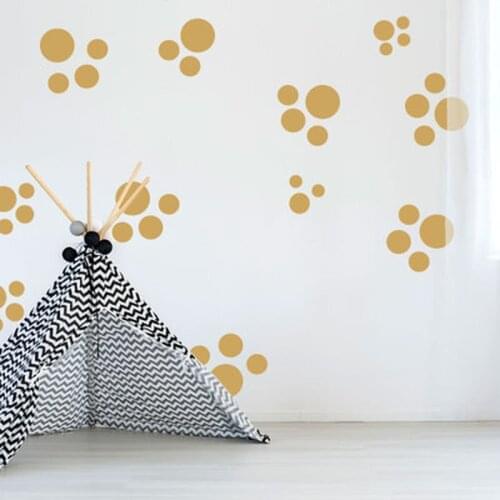 48Dots/set Colorful Wall Stickers Polka Dots Baby Kids Room Wallpaper Nursery Wall Decals DIY Cat Paw Print Home Decoration