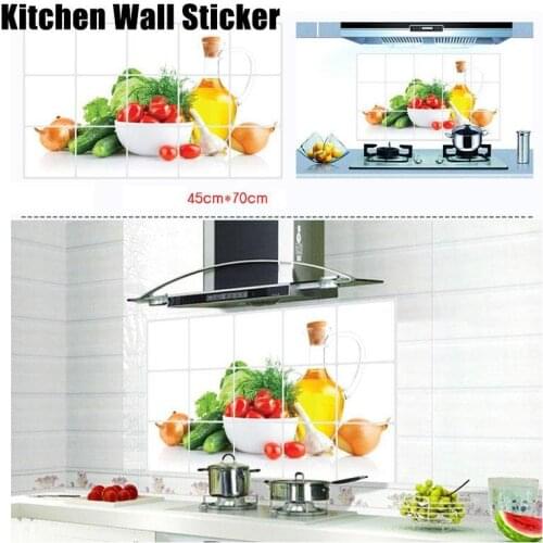 75*45cm DIY Removable Oil-Proof Kitchen PVC Wall Paper Art Vinyl oil-proof Wall Stickers Home Room Decortion Easy to clean
