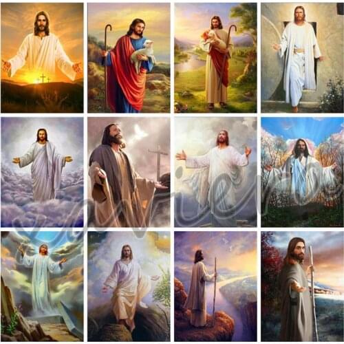 Xaviera 5D Diy Diamond Painting Full Drill Religious Jesus Cross Stitch Mosaic Picture Home Decoration Embroidery Accessories