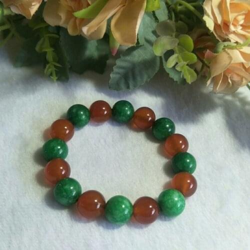 Myanmar Jade Bracelet Green Myanmar Jade Bead Red agate Bracelet Jewelry Fine Jewelry Lucky and safe Beads Bracelet Jewelry