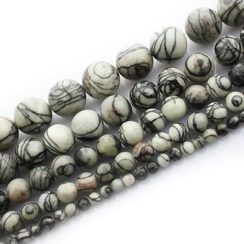 4-12mm Round Black Web Jaspers Beads Natural Stone Beads For Jewelry Making Beads Bracelets 15'' Needlework DIY Beads Trinket