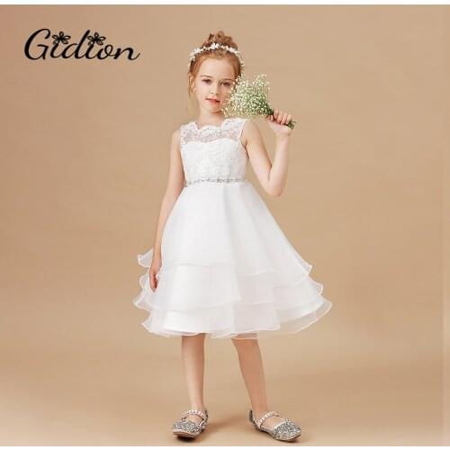 Kids Flowers Dresses For Girls Lace Birthday Party Dress Children Christmas Sleeveless Princess Dress Wedding Party