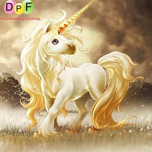 DPF New 5D Round full Diamond painting Cross Stitch Unicorn Resin diamond Mosaic animal Diamond Embroidery home decor ctafts