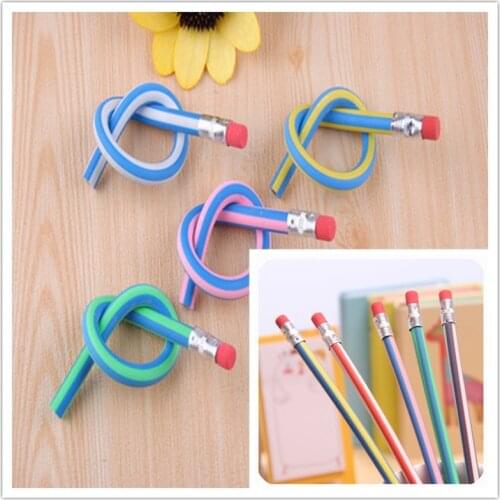 5/10Pcs Flexible Bendy Soft Pencils Children Colorful Stripes High Striped Cute Bend Pen Curved Creative Toys Pen Gifts
