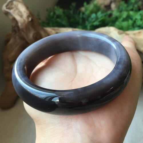 H58#Hetian jade smoke purple bracelet Qinghai material full of violet wide jade bracelet