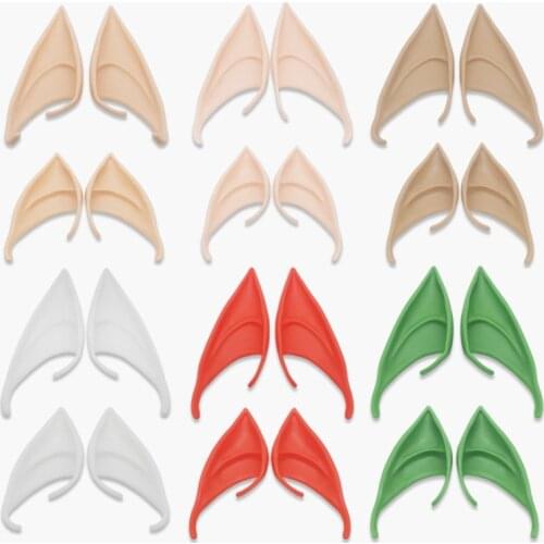 1Pair Halloween Latex Elf Ears False Ears Props Simulation Soft Harmless Fairy Angel Dress Up Cosplay Hook Christmas Decoration