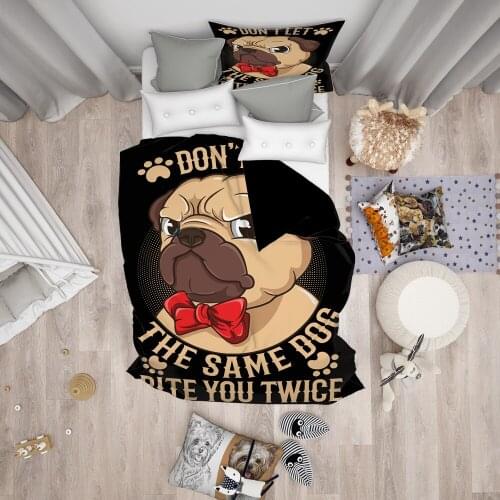 Animal Dog Printed Bedding Set 2/3 Pcs Home Single Bed Bed Cover Cute Pug Dog Quilt/Duvet Cover Twin Full King Queen Size