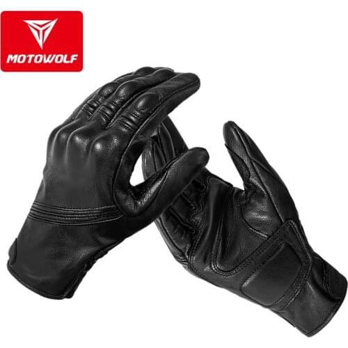 Leather Motorcycle Gloves Windproof Touch Operation Wearable Guantes Moto Invierno Guantes Motocross Finger Fist Protection