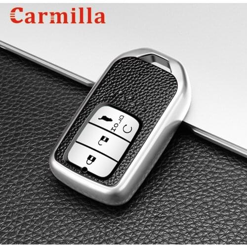 TPU Leather 4 Buttons Car Key Holder Cover Case Protector for Honda Civic CR-V HR-V Accord Jade Crider Odyssey 2015-2021