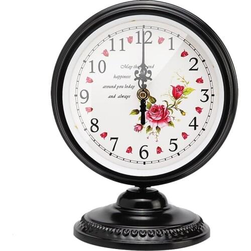 Creative Retro Iron Mute Desktop Clock Silent Simple Needle Clock Table Clock For for Living Room Bedroom Decoration