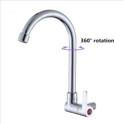 G1/2 Brass Wall Mounted Single Cold Faucet Kitchen Sink 360° Rotating Bibcock Bathroom Balcony Mop Pool Quick Opening Tap
