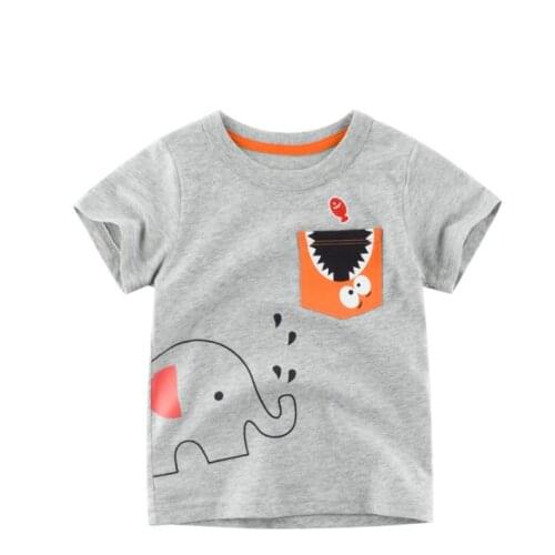 2-8Y Cartoon Print Baby Boys T Shirt For Summer Infant Kids Boys Girls Lion T-Shirts Clothes Cotton Toddler Letter Tops