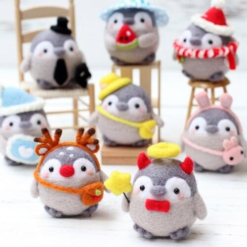 MIUSIE Cartoon Cute Animal Wool Felting Handmade Toy Doll Wool Felt Poked Kitting Package Non-Finished For Women Girls Hot Sale